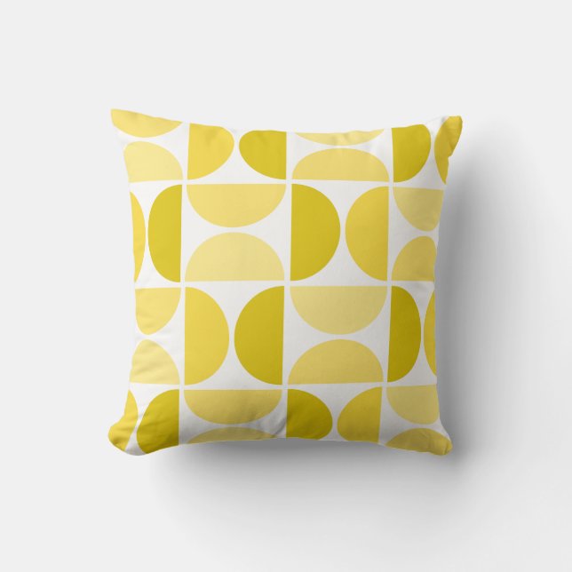 Minimal Midcentury Bowls Art Yellow Kussen (Voorkant)