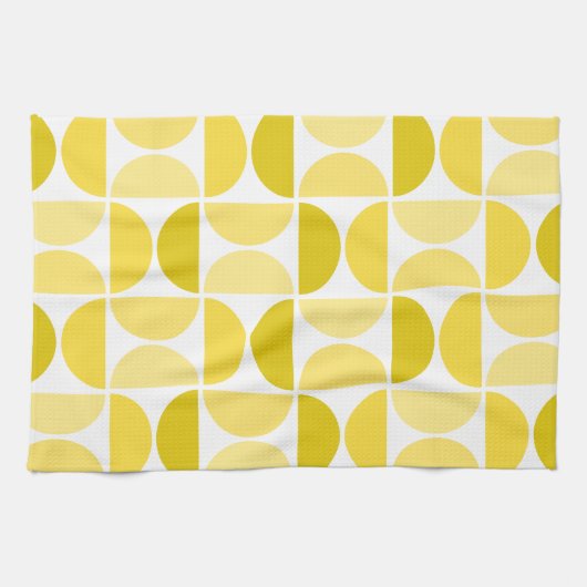 Minimal Midcentury Bowls Art Yellow Theedoek (Horizontaal)