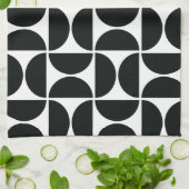 Minimal Midcentury Bowls Art Zwart Wit Theedoek (Gevouwen)