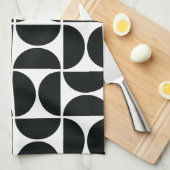 Minimal Midcentury Bowls Art Zwart Wit Theedoek (Quarter Fold)