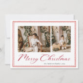 Minimal Minimalist Script Merry Christmas Photo Feestdagenkaart (Voorkant)