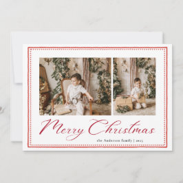 Minimal Minimalist Script Merry Christmas Photo Feestdagenkaart