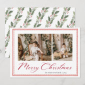 Minimal Minimalist Script Merry Christmas Photo Feestdagenkaart (Voorkant / Achterkant)