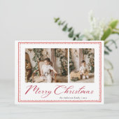 Minimal Minimalist Script Merry Christmas Photo Feestdagenkaart (Staand voorkant)