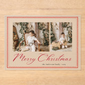 Minimal Minimalist Script  Photo Christmas Card Acryl Uitnodigingen (Voorkant)