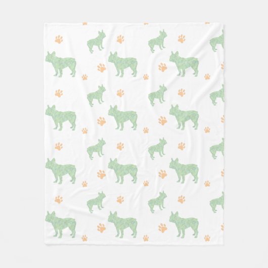 Minimal mint french bulldog Silhouette blanket  Fleece Deken (Voorkant)