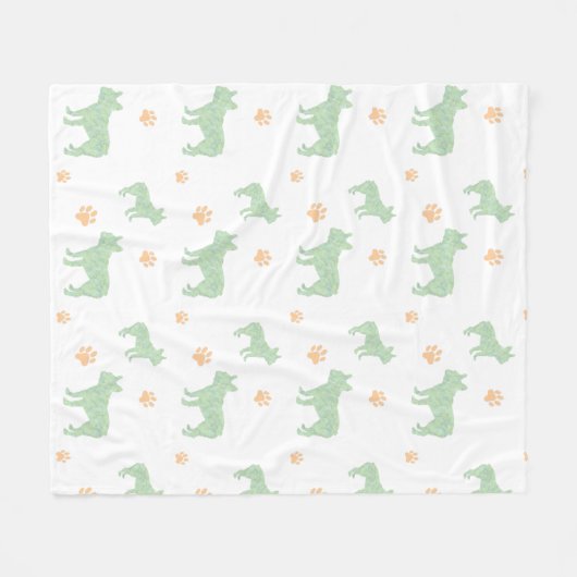 Minimal mint french bulldog Silhouette blanket  Fleece Deken (Voorkant (Horizontaal))