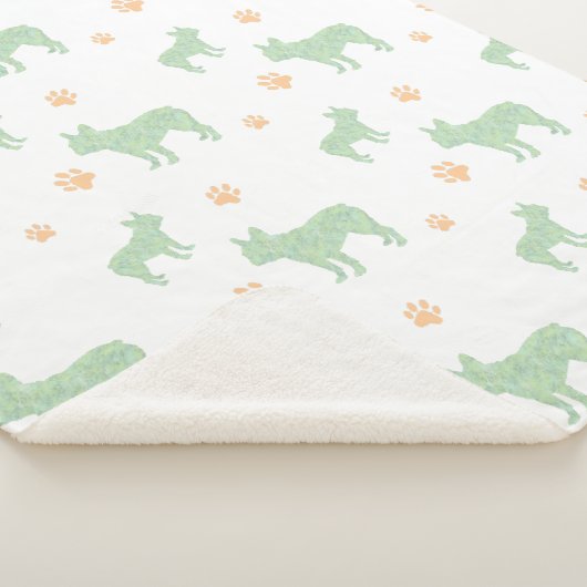 Minimal mint french bulldog Silhouette blanket Sherpa Deken (3/4)