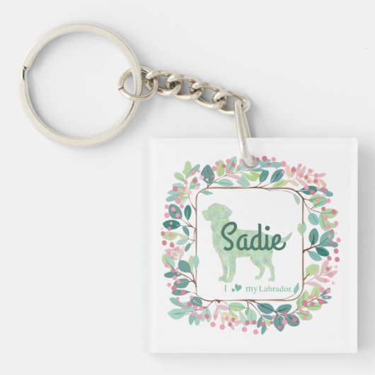 Minimal Mint Labrador | Custom Name & Photo Sleutelhanger (Voorkant)