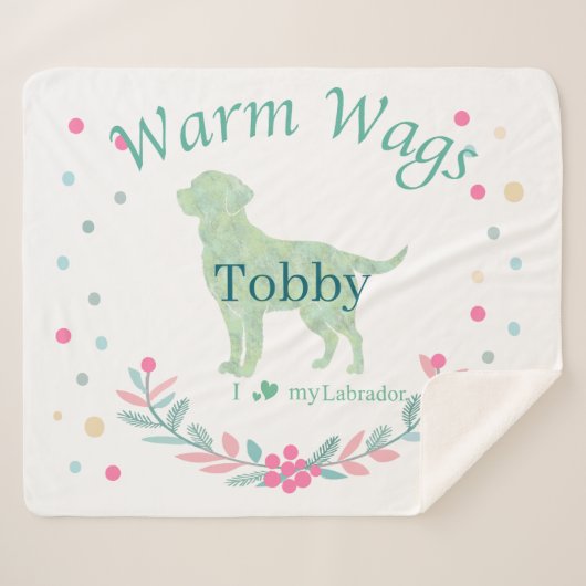 Minimal Mint Labrador Retriever | Custom Christmas Sherpa Deken (Voorkant (horizontaal))