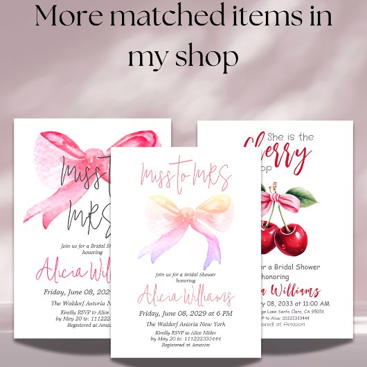 Minimal Miss to MRS Ribbon Pink Bow-Vrijgezellenfe Kaart