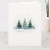 Minimal Misty Evergreen Forest Christmas Kaart (Voorkant)