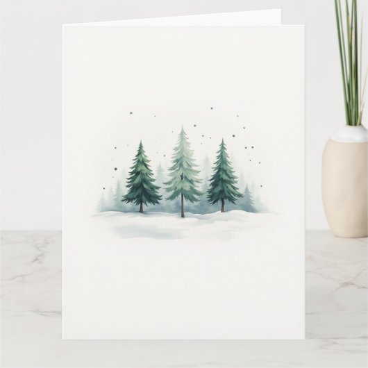 Minimal Misty Evergreen Forest Christmas Kaart (Voorkant)