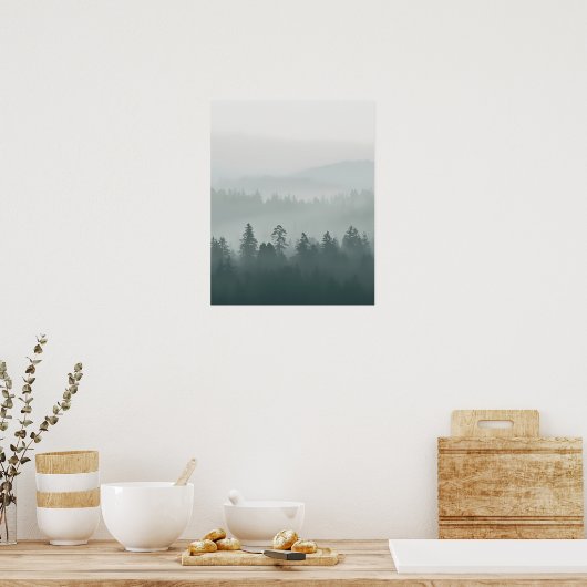 Minimal Misty Forest Wall Art Poster (Keuken)