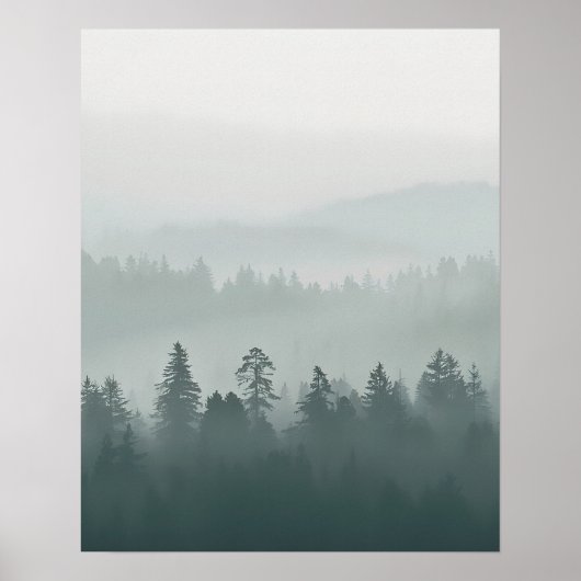Minimal Misty Forest Wall Art Poster (Voorkant)