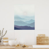 Minimal Misty Mountain Wall Art Print (Keuken)