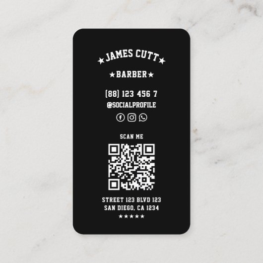Minimal Mobile BarberShop Zwart Visitekaartje (Achterkant)