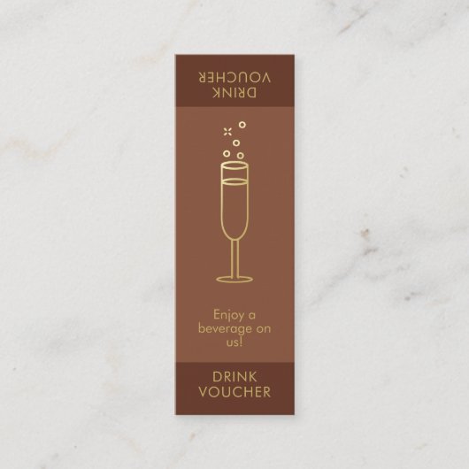 Minimal Mocha Event Logo Gold Bubbly Drink Voucher Mini Visitekaartje (Voorkant)