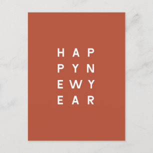 Minimal Mod Oranje Typografie Foto Nieuwjaar Feestdagenkaart