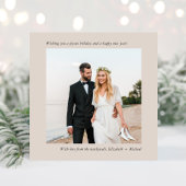 Minimal Modern 2 foto Getrouwd Kerstmis Taupe Feestdagenkaart