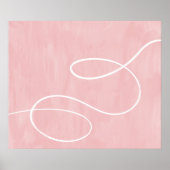 Minimal Modern Abstract Art White Stroke op Roze Poster (Voorkant)