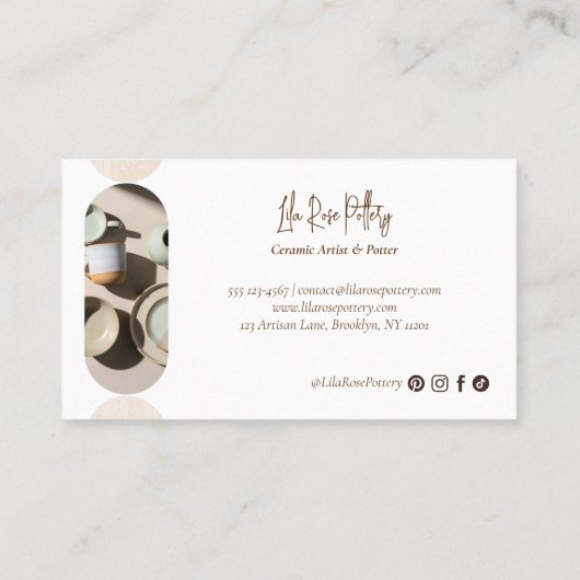 Minimal Modern Abstract Photo Handmade Pottery Visitekaartje (Achterkant)