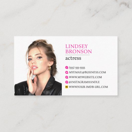 Minimal Modern Actrice's Signature Headshot Visitekaartje (Achterkant)