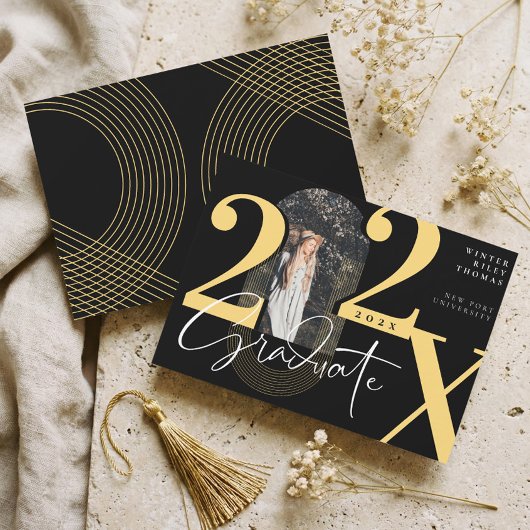 Minimal Modern Arch Photo Graduation Announcement Kaart
