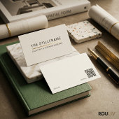 Minimal Modern Architect | QR Code Warm White Visitekaartje