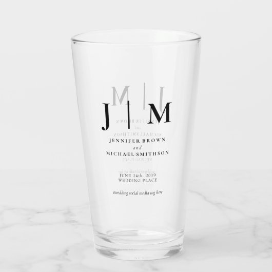 Minimal Modern Black and White Simple Wedding Glas (Achterkant)