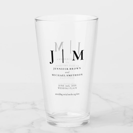 Minimal Modern Black and White Simple Wedding Glas (Voorkant)