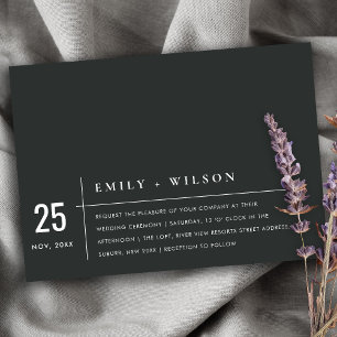 MINIMAL MODERN BLACK AND WHITE TYPOGRAY WEDDING KAART