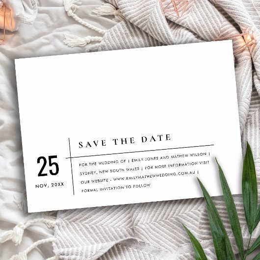 MINIMAL MODERN BLACK AND WHITE TYPOGRAY WEDDING SAVE THE DATE