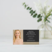 Minimal Modern Black Gold Photo Visitekaartje (Staand voorkant)