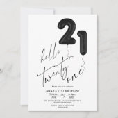 Minimal Modern Black White 21st Birthday Kaart (Voorkant)