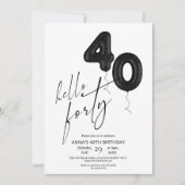 Minimal Modern Black White 40th Birthday Kaart (Voorkant)