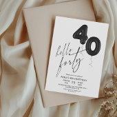 Minimal Modern Black White 40th Birthday Kaart