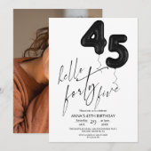 Minimal Modern Black White 45th Birthday Kaart (Voorkant / Achterkant)