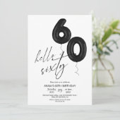 Minimal Modern Black White 60th Birthday Kaart (Staand voorkant)