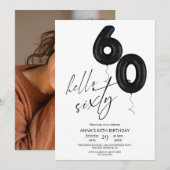 Minimal Modern Black White 60th Birthday Kaart (Voorkant / Achterkant)