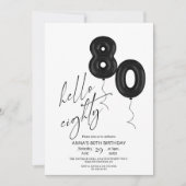 Minimal Modern Black White 80th Birthday Kaart (Voorkant)