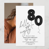 Minimal Modern Black White 80th Birthday Kaart (Voorkant / Achterkant)