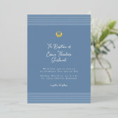 Minimal modern blue baptism Foil Invitation Folie Uitnodiging (Staand Voorkant)