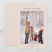 Minimal Modern Blush Grey Happiest Feestdagen Foto Feestdagenkaart (Voorkant / Achterkant)