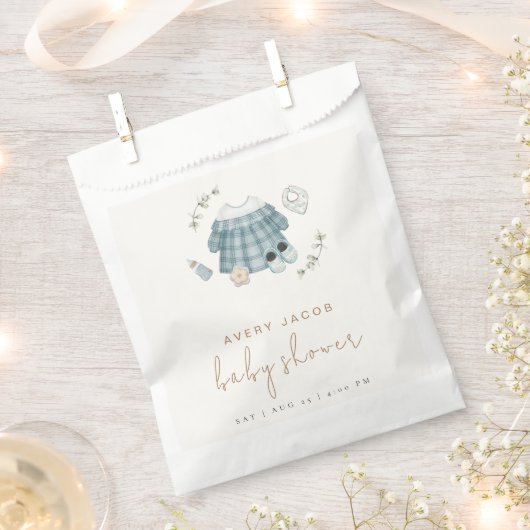 Minimal Modern Boho Kleding Pattern Baby shower Bedankzakje (Geknipt)