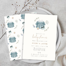 Minimal Modern Boho Kleding Pattern Baby shower Kaart