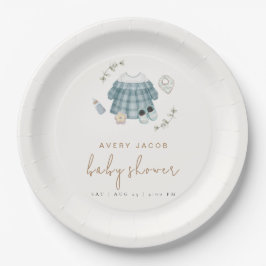 Minimal Modern Boho Kleding Pattern Baby shower Papieren Bordje