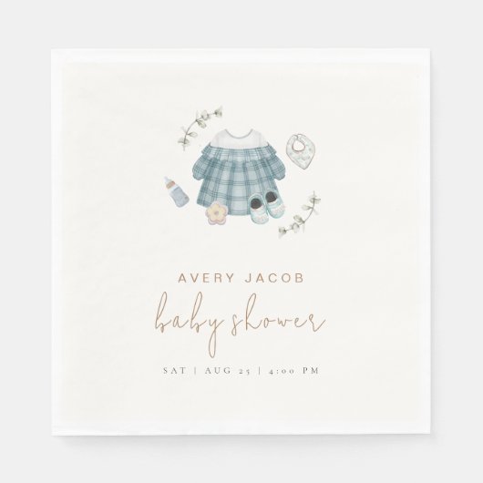 Minimal Modern Boho Kleding Pattern Baby shower Servet (Voorkant)