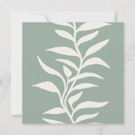 Minimal Modern Botanical Silhouette in Flow Sage Notitiekaartje