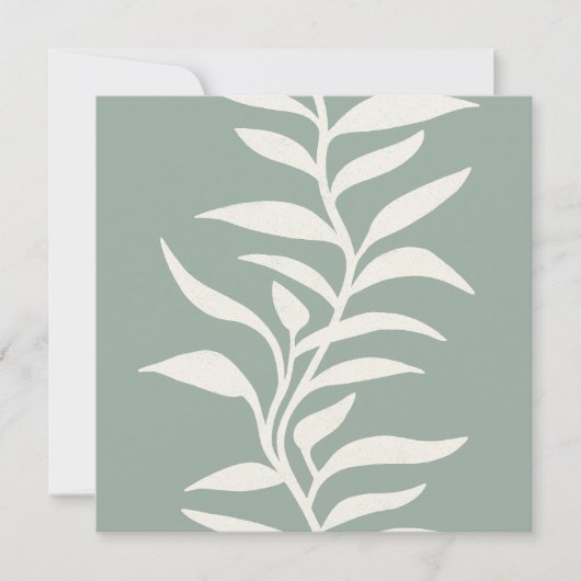 Minimal Modern Botanical Silhouette in Flow Sage Notitiekaartje (Voorkant)
